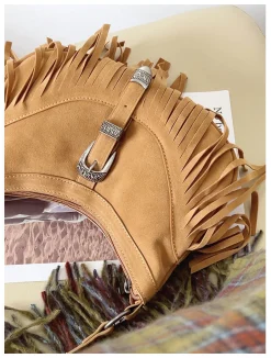 Elena Handbags Soft Suede Shoulder Bag with Tassel