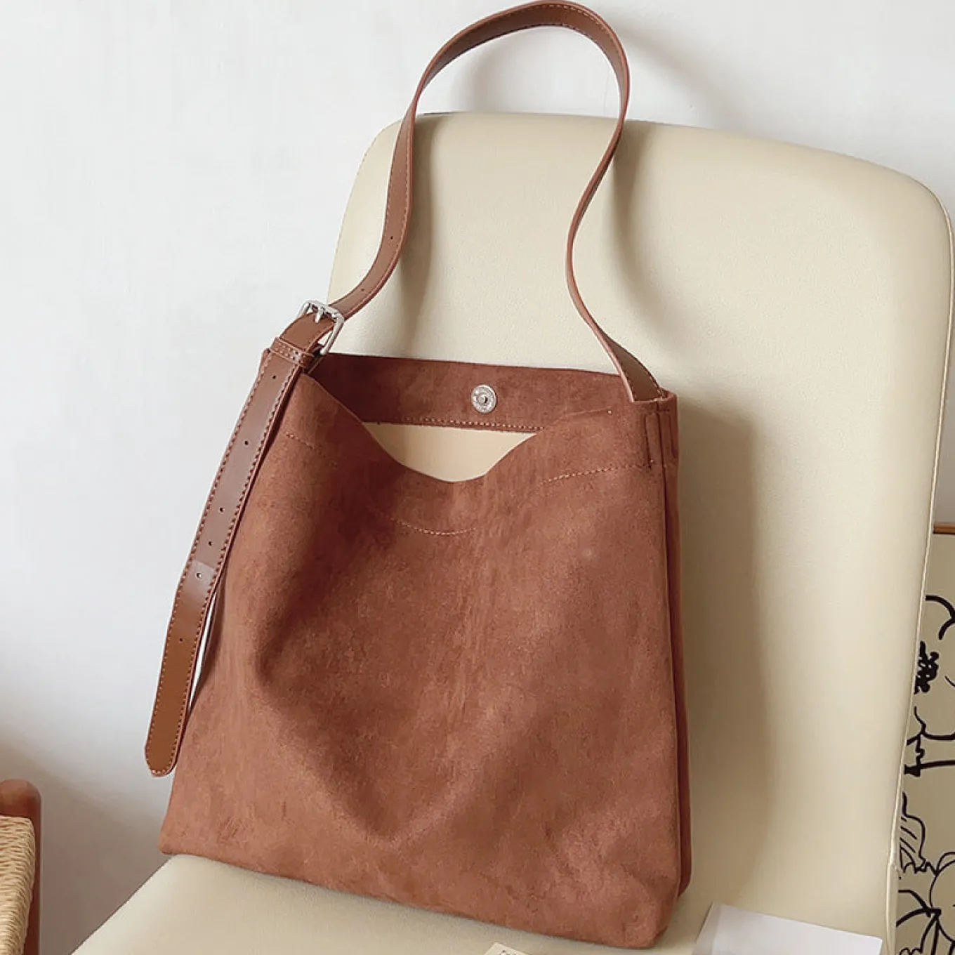 Elena Handbags Soft Suede Shoulder Bag