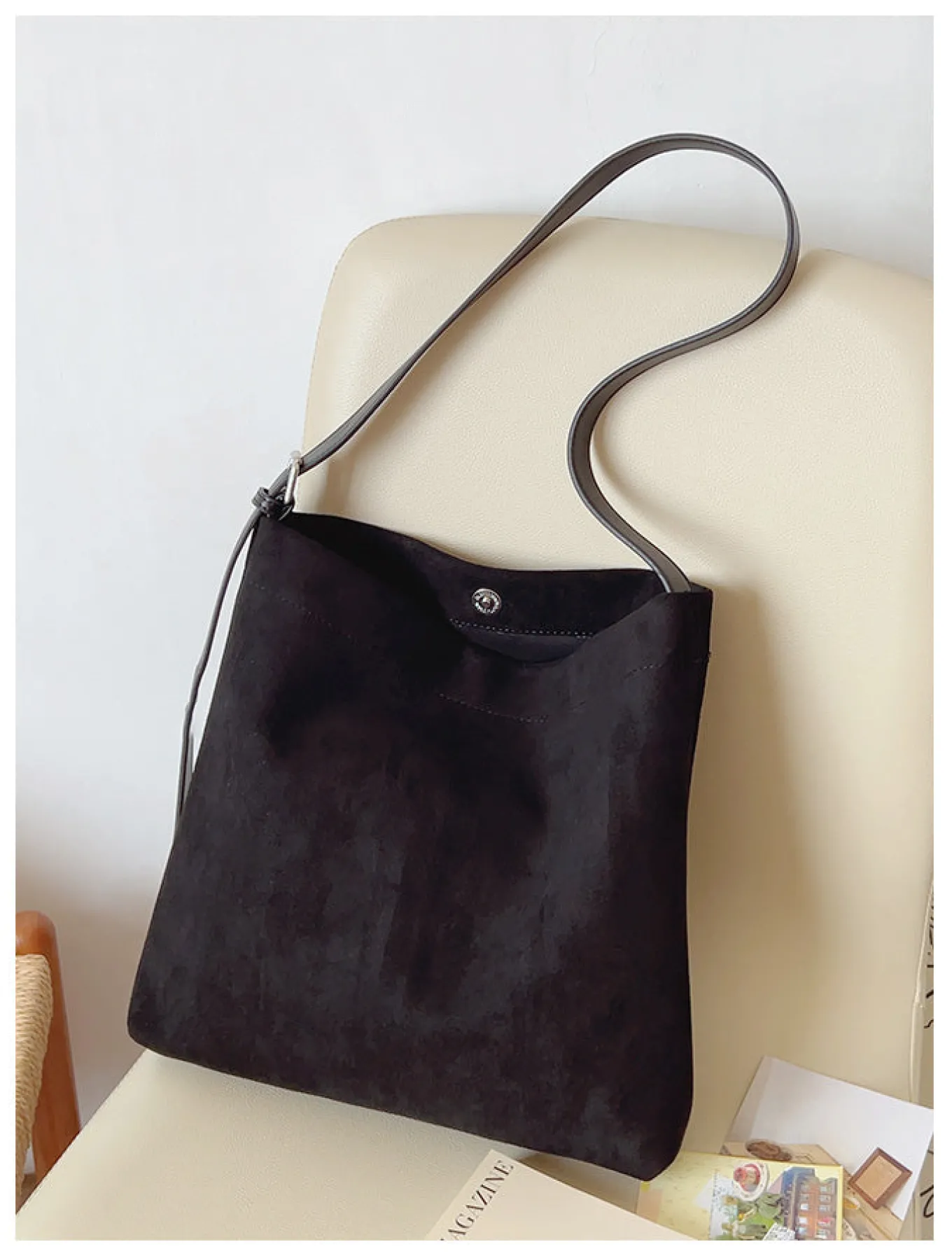 Elena Handbags Soft Suede Shoulder Bag
