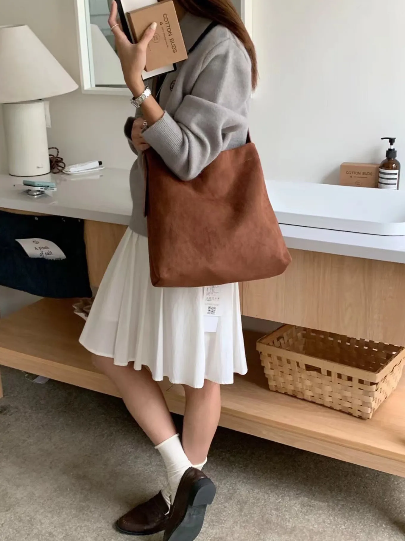Elena Handbags Soft Suede Shoulder Bag