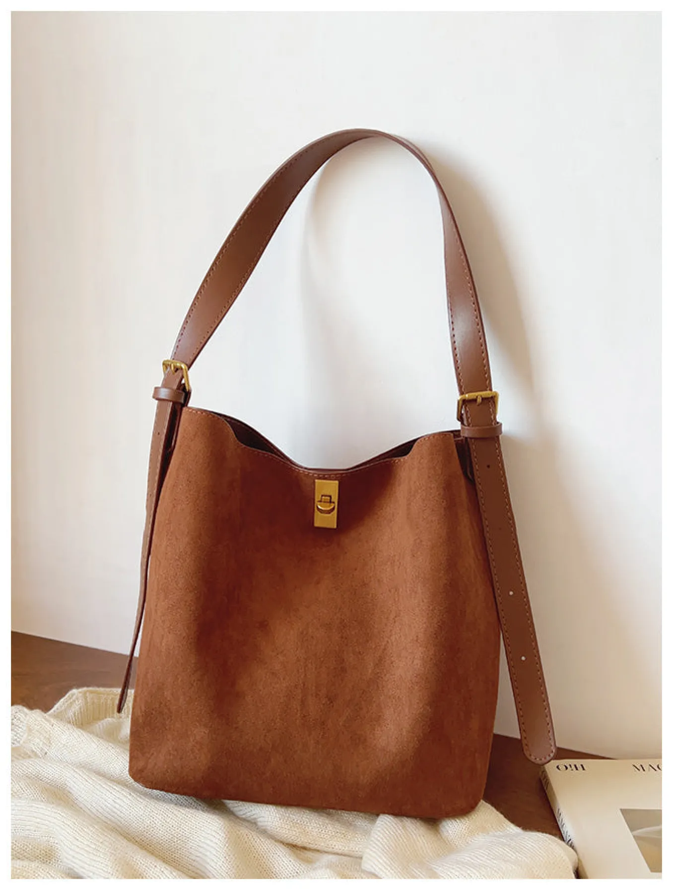 Elena Handbags Soft Suede Shoulder Bag