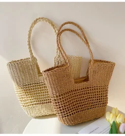 Elena Handbags Straw Basket Summer Tote Bag