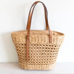 Elena Handbags Straw Basket Tote Bag