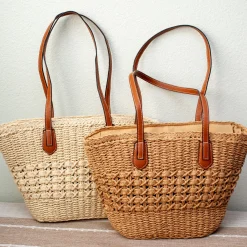 Elena Handbags Straw Basket Tote Bag