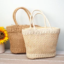 Elena Handbags Straw Basket Beach Tote Bag