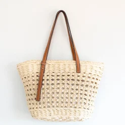 Elena Handbags Straw Basket Tote Bag