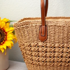 Elena Handbags Straw Basket Tote Bag