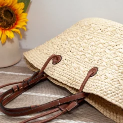 Elena Handbags Straw Basket Summer Beach Tote
