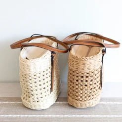 Elena Handbags Straw Basket Tote Bag