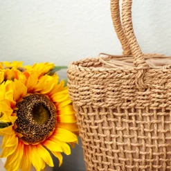 Elena Handbags Straw Basket Beach Tote Bag