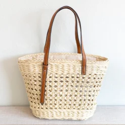 Elena Handbags Straw Basket Tote Bag