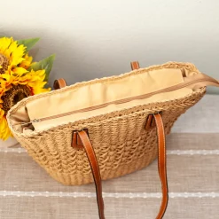 Elena Handbags Straw Basket Tote Bag