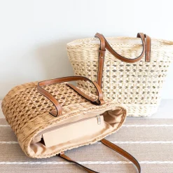 Elena Handbags Straw Basket Tote Bag