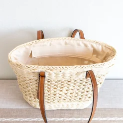 Elena Handbags Straw Basket Tote Bag