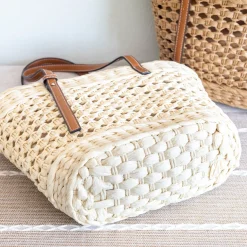 Elena Handbags Straw Basket Tote Bag