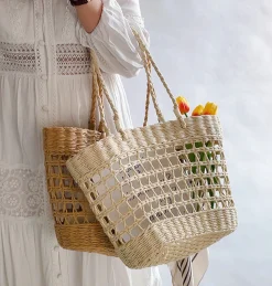Elena Handbags Straw Beach Tote Basket