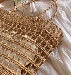 Elena Handbags Straw Beach Tote Basket