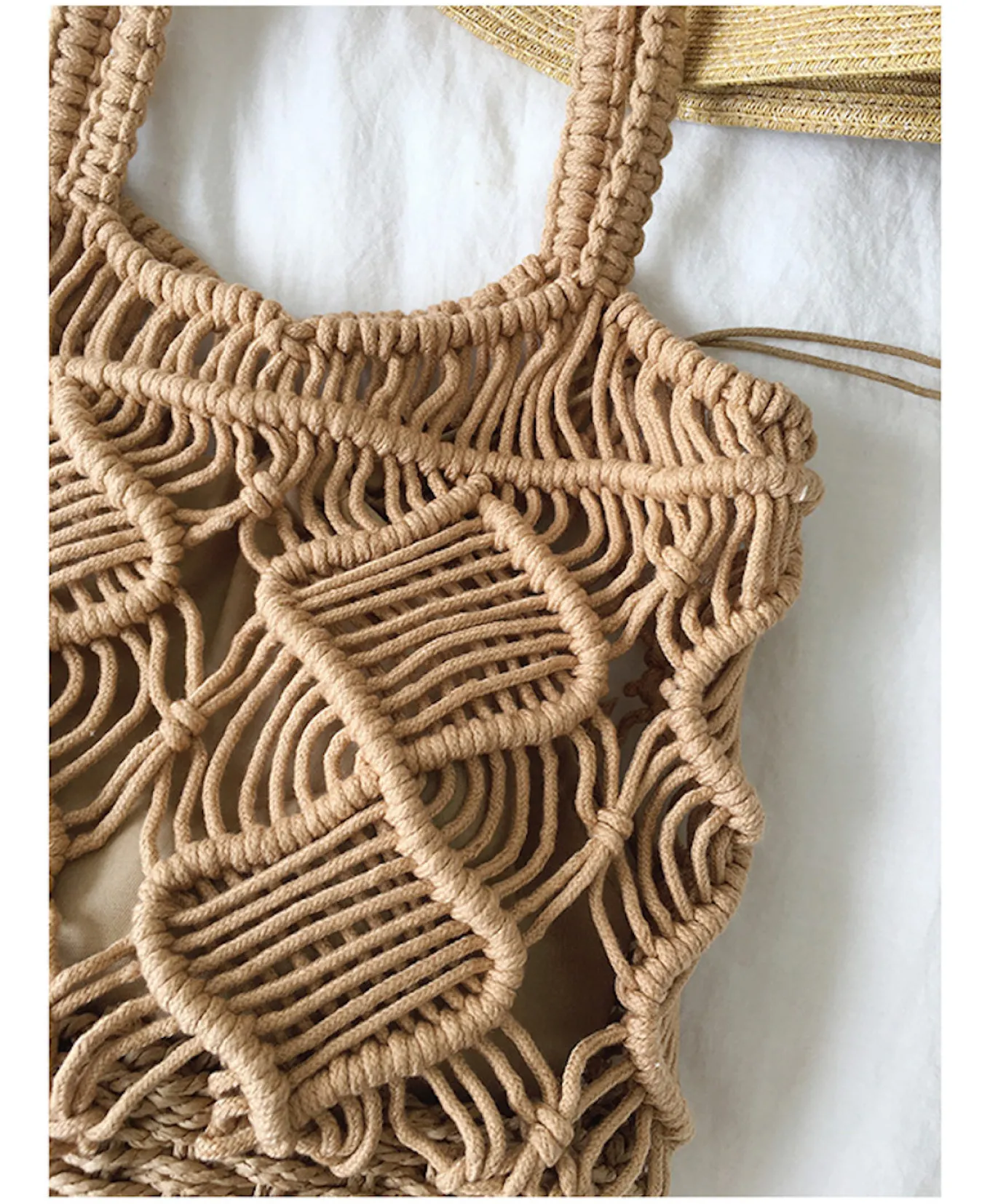 Elena Handbags Straw Bottom Cotton Handbag