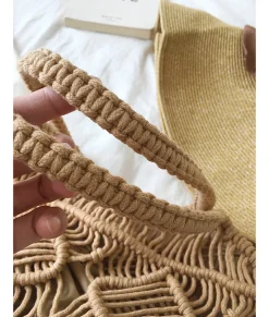Elena Handbags Straw Bottom Cotton Handbag