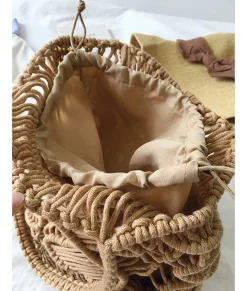 Elena Handbags Straw Bottom Cotton Handbag