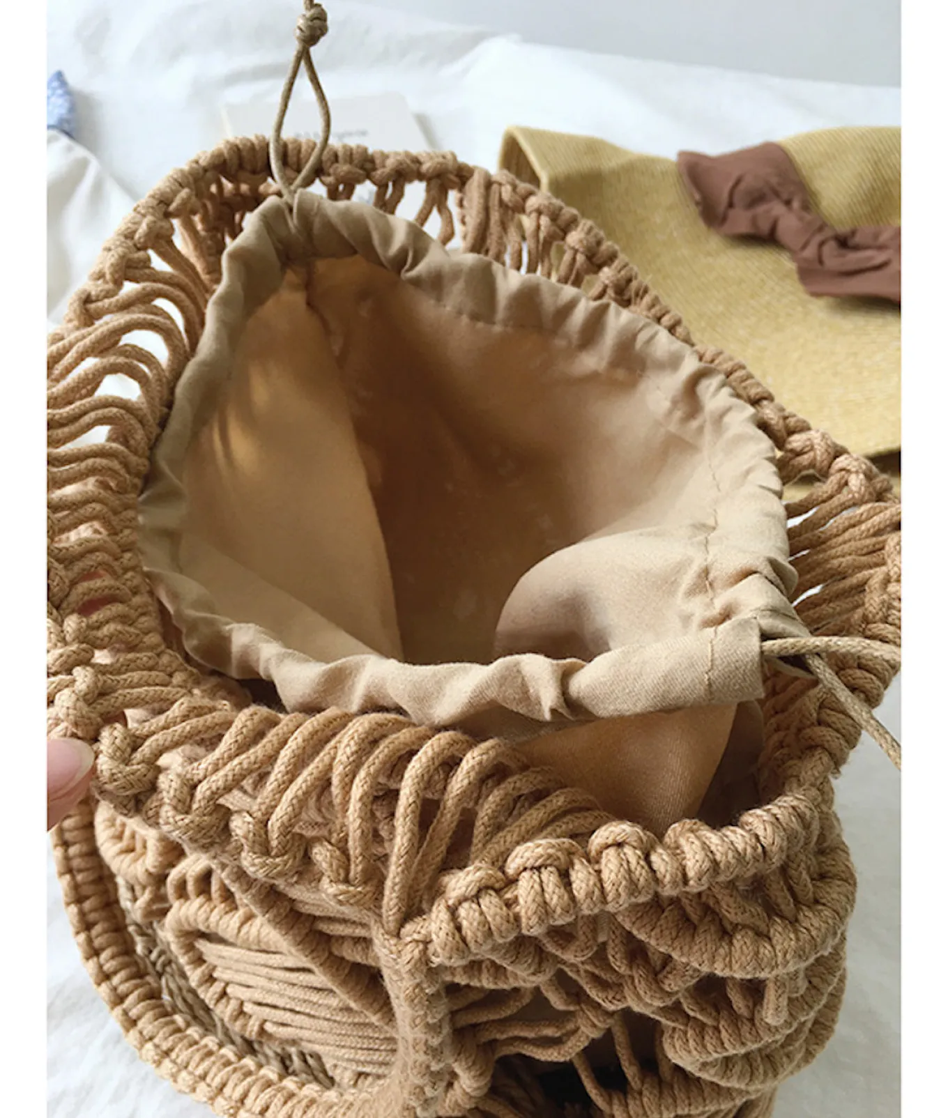 Elena Handbags Straw Bottom Cotton Handbag