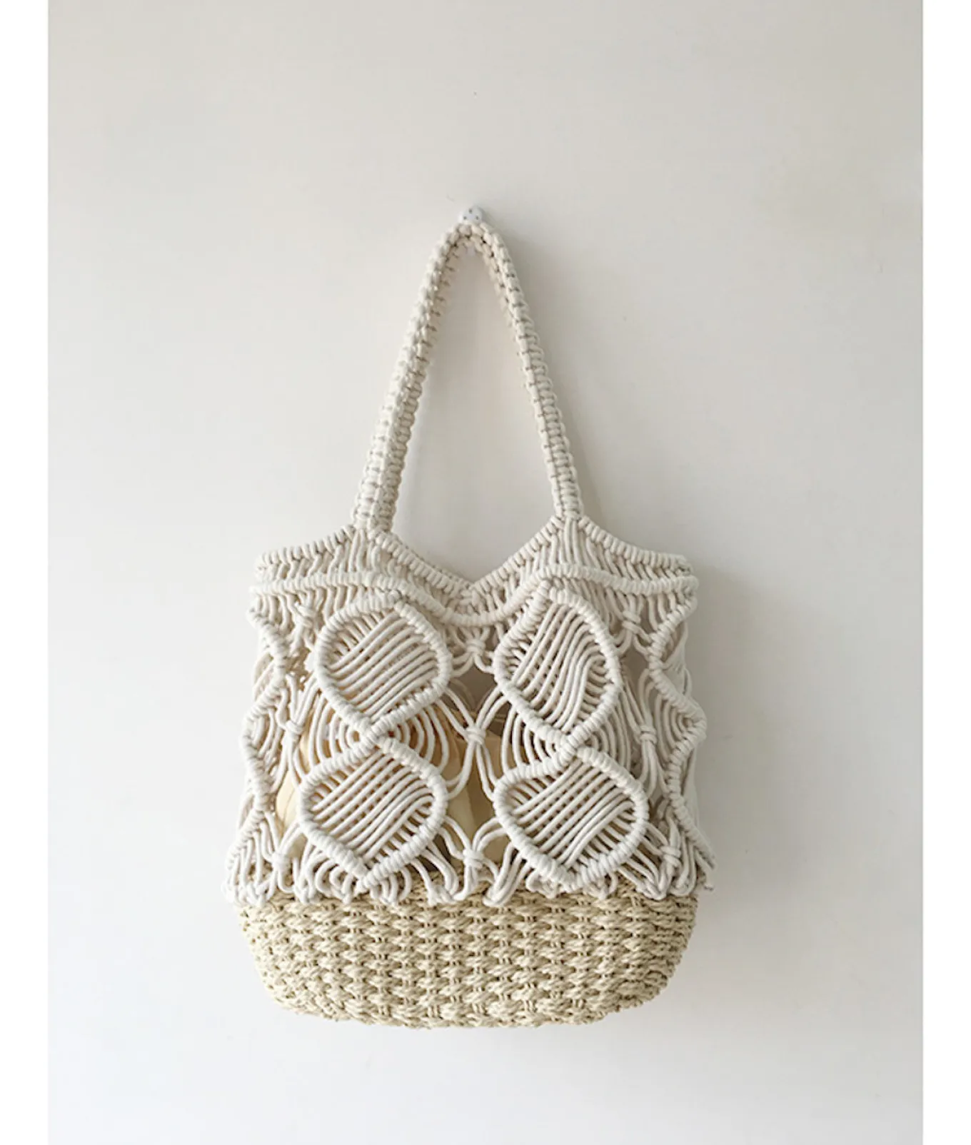 Elena Handbags Straw Bottom Cotton Handbag