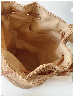 Elena Handbags Straw Bucket Shoulder Bag Summer Fashion