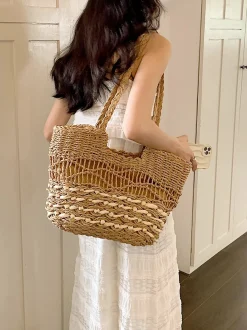 Elena Handbags Straw Fashion Summer Shoulder Bag