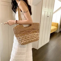 Elena Handbags Straw Fashion Summer Shoulder Bag