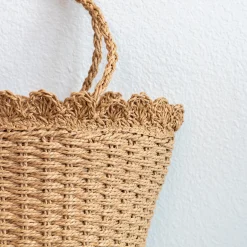 Elena Handbags Straw Flower Basket Summer Tote Bag