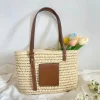 Elena Handbags Straw Market Fashion Tote