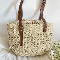 Elena Handbags Straw Market Tote Bag