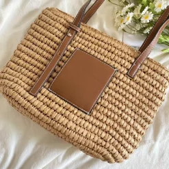 Elena Handbags Straw Market Fashion Tote