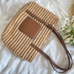 Elena Handbags Straw Market Fashion Tote