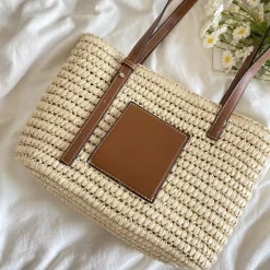 Elena Handbags Straw Market Fashion Tote