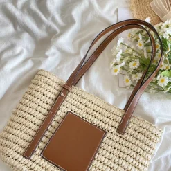 Elena Handbags Straw Market Fashion Tote
