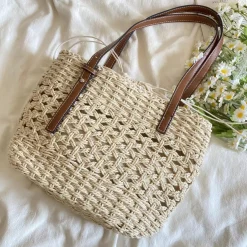 Elena Handbags Straw Market Tote Bag