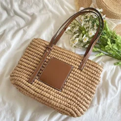Elena Handbags Straw Market Fashion Tote