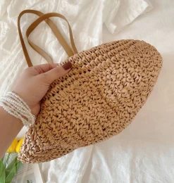 Elena Handbags Straw Round Tote Bag