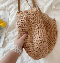 Elena Handbags Straw Round Tote Bag