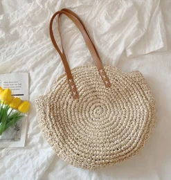 Elena Handbags Straw Round Tote Bag