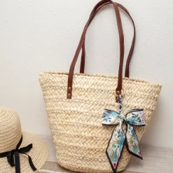 Elena Handbags Straw Shell Basket Summer Beach Tote