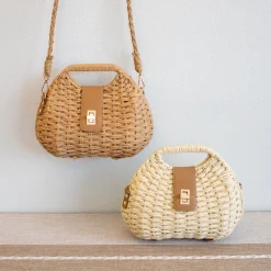 Elena Handbags Straw Shell Shape Crossbody Bag