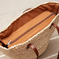 Elena Handbags Straw Shell Basket Summer Beach Tote