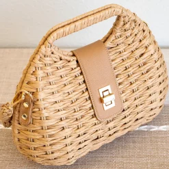 Elena Handbags Straw Shell Shape Crossbody Bag
