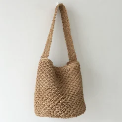 Elena Handbags Straw Shoulder Bucket Bag