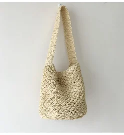 Elena Handbags Straw Shoulder Bucket Bag