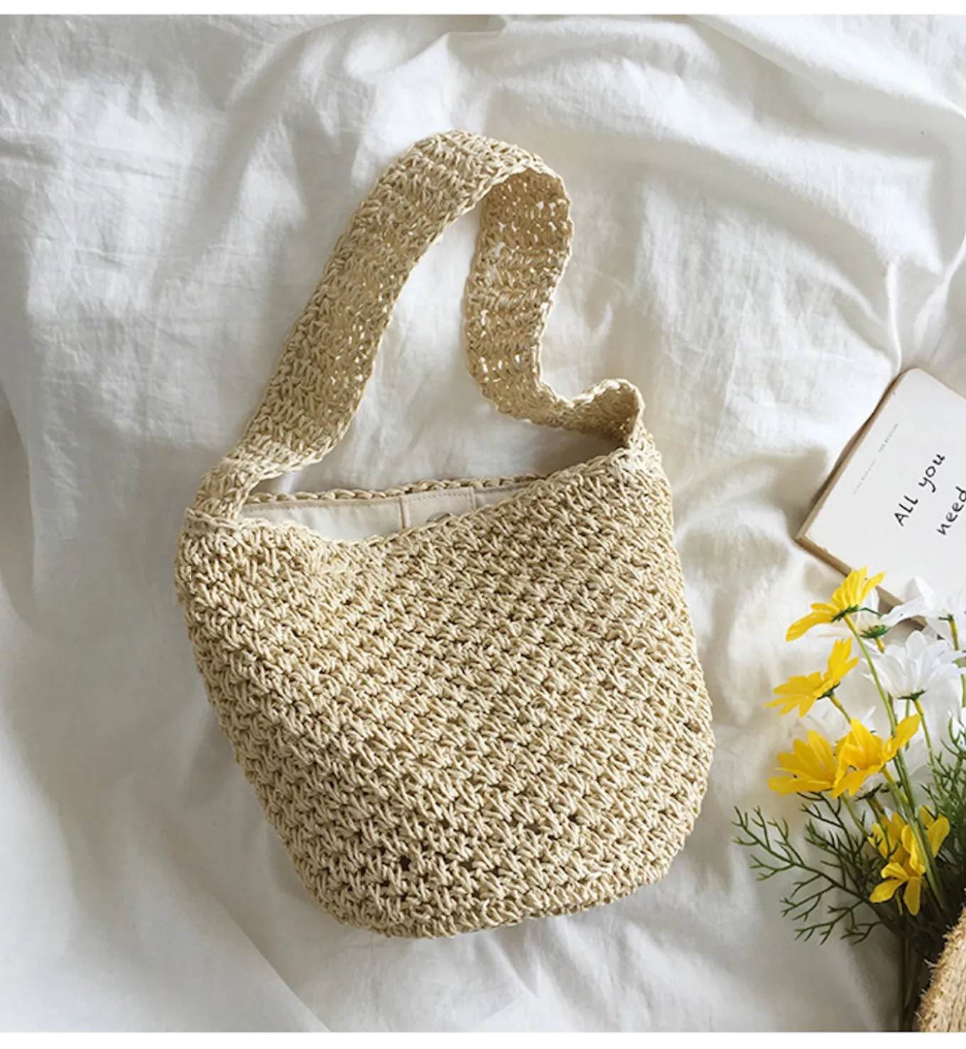 Elena Handbags Straw Shoulder Bucket Bag