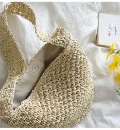 Elena Handbags Straw Shoulder Bucket Bag