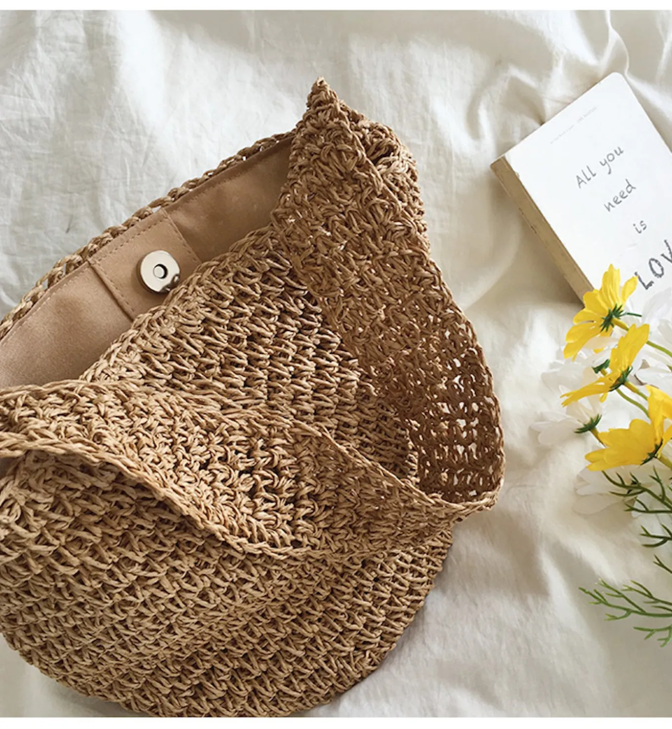 Elena Handbags Straw Shoulder Bucket Bag
